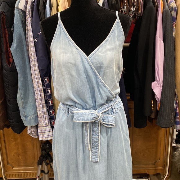 Cloth And Stone Chambray Belted Dress 👗 Size Large - Picture 2 of 13